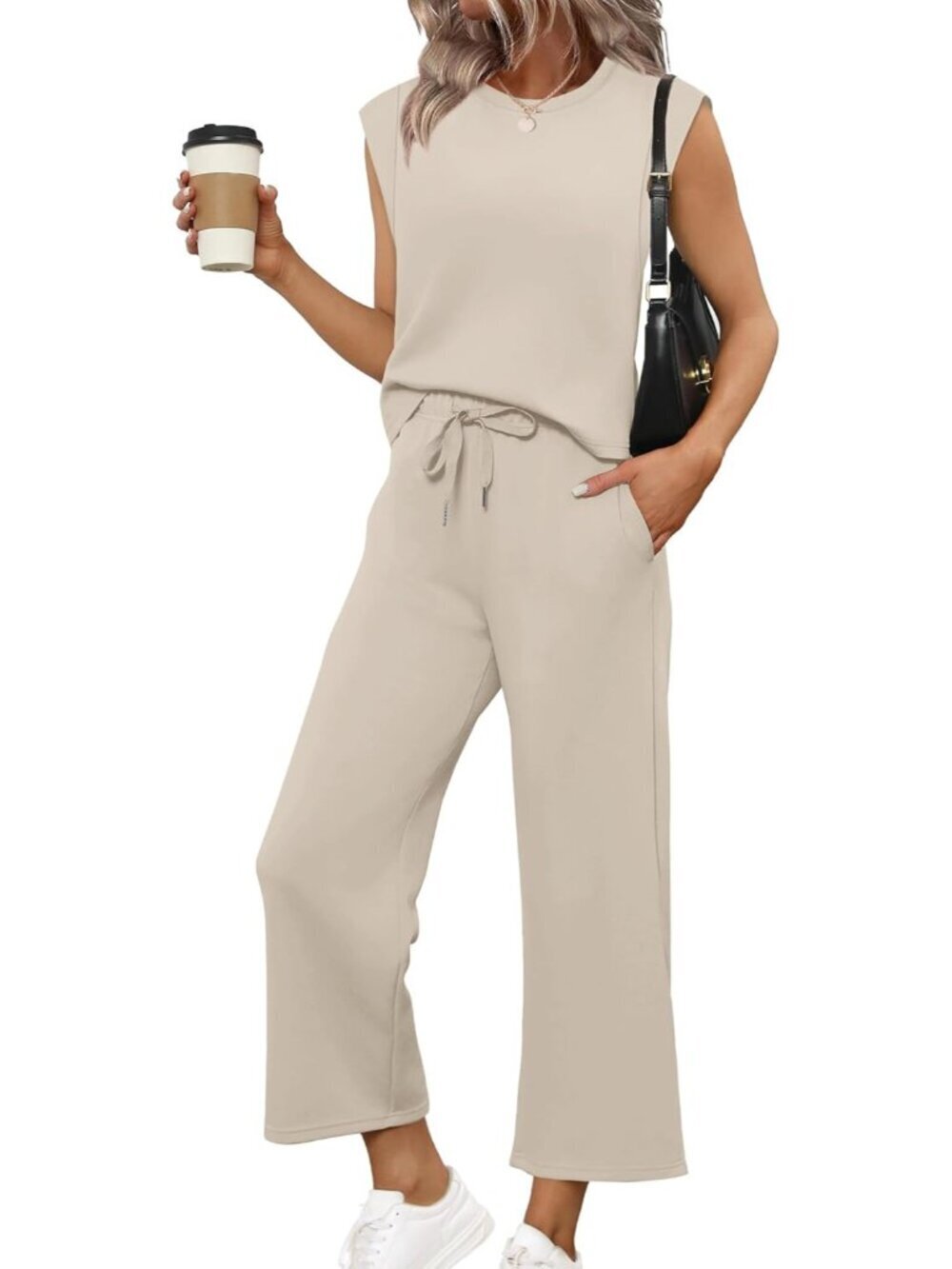 Two Piece Sets for Women Casual Travel Vacation Outfits Summer Wide Leg Crop Pan